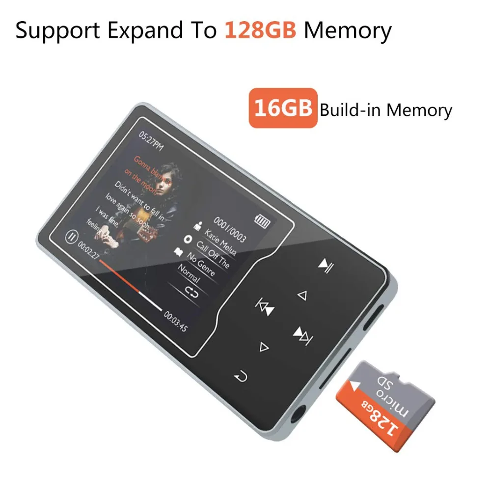 MP4 плеер Bluetooth4.2 MP3 музыкальный 16 ГБ с 2 4 дюймовым большим экраном видео