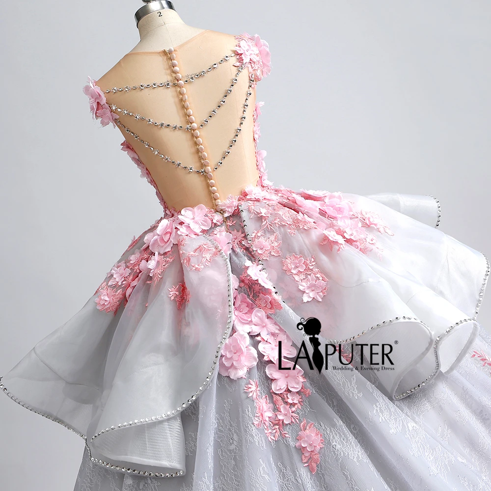 Женское кружевное платье Laiputer винтажное бальное серого цвета на заказ 2018|prom dresses