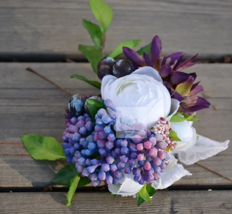 2015 New Fashion Wedding Flowers Bridal Wrist boutonniere corsages Retro Viatage Purple Rose Accessories WD0070|accessories pink|accessories for htc