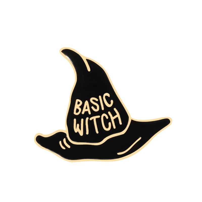 Basic witch Заколки и броши в виде темной ведьмы, колдовство, металлические книги, стакан, бумажный кран, эмалированный лацкан, булавка, рюкзак, шляпа, значок, ювелирные изделия для женщин и мужчин - Окраска металла: Basic witch
