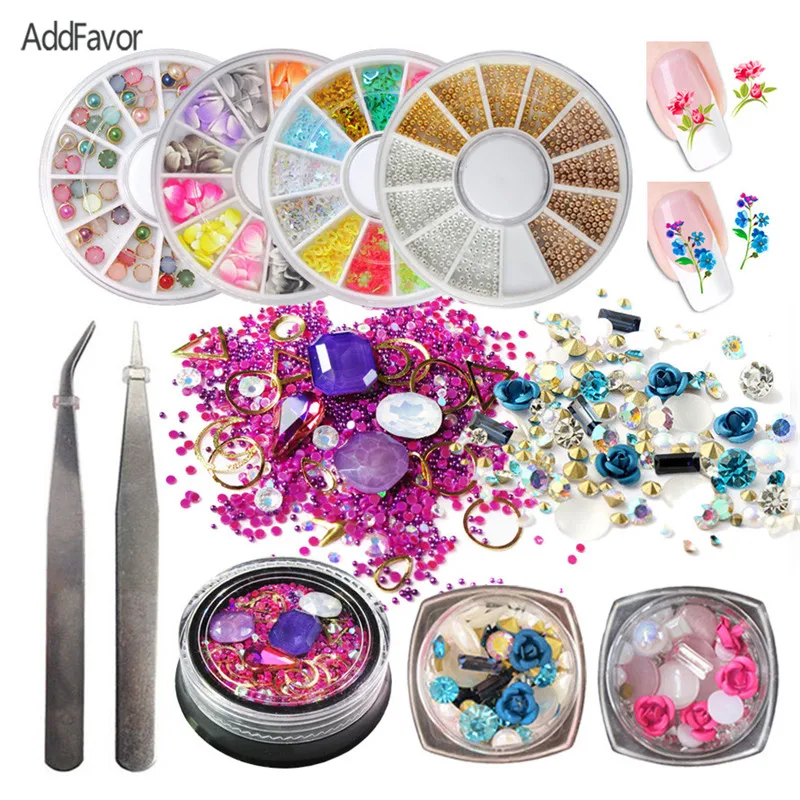 3D украшения для ногтей AddFavor акриловые камни запонки бисер сделай сам наклейки