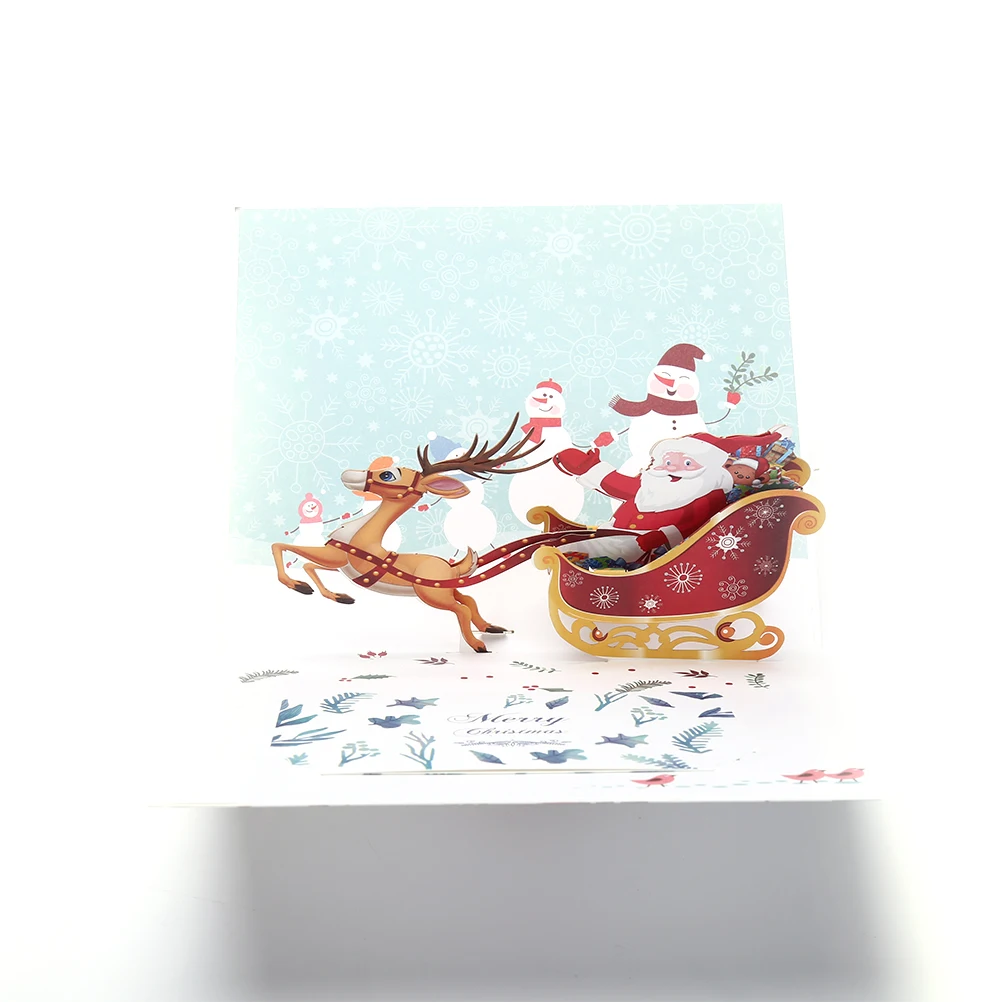 Рождественская открытка с новым годом оригами Санта Клаусом 3d со всплывающей