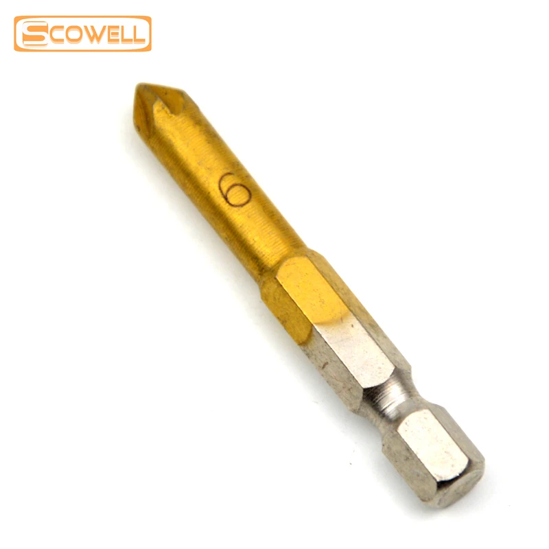 Набор сверл с зенковкой 5 шт. 1/4 дюйма шестигранный хвостовик HSS канавок 90 градусов