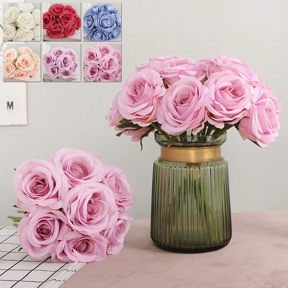 Искусственные цветы розы 7 голов искусственные из шелка шт./компл. украшение