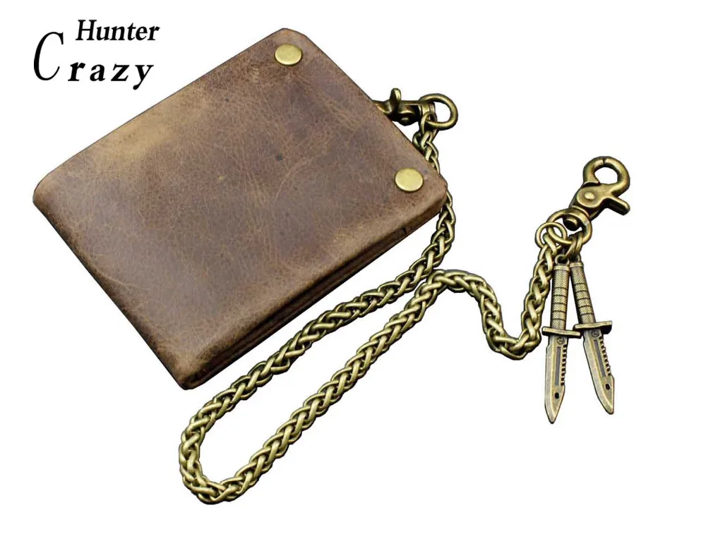 Винтажный Байкерский мотоциклетный бумажник из настоящей кожи с цепочкой | Багаж
