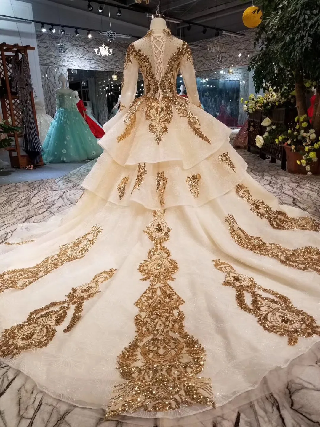 Новый дизайн 2019 Арабская мусульманская Пышная юбка с длинным рукавом и высоким