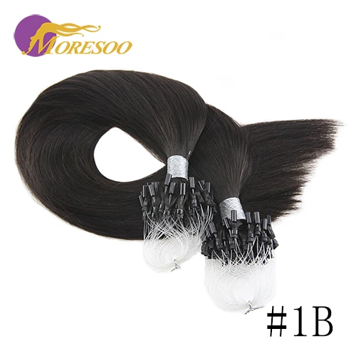 # 1B Moresoo Micro Loop волосы для наращивания микро бисера Человеческие волосы Remy бразильские бусины для наращивания 1 г/1 S 50 г 50 S чистый цвет - Цвет: # 1B