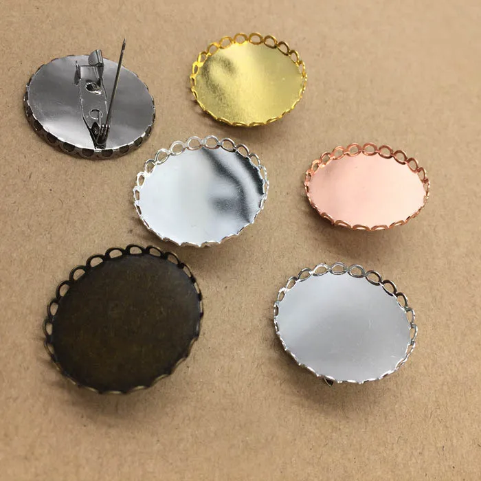 Разноцветные основы для Броши заколки спины 25 мм круглый кружевной ободок из