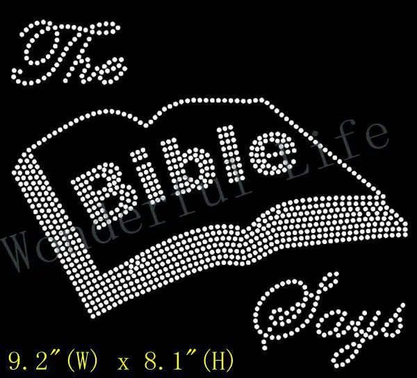 Free shipping The Bible Says Rhinestone Transfer transferRhinestone Design Iron on | Дом и сад