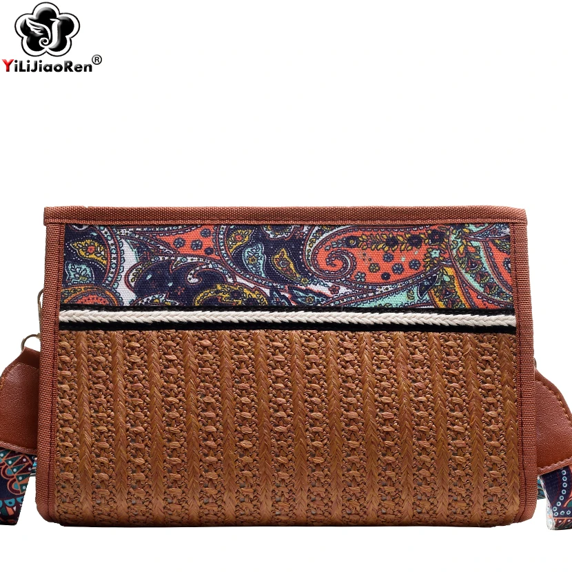 Модные летние пляжные сумки для женщин ручной работы плетёная ротанговая