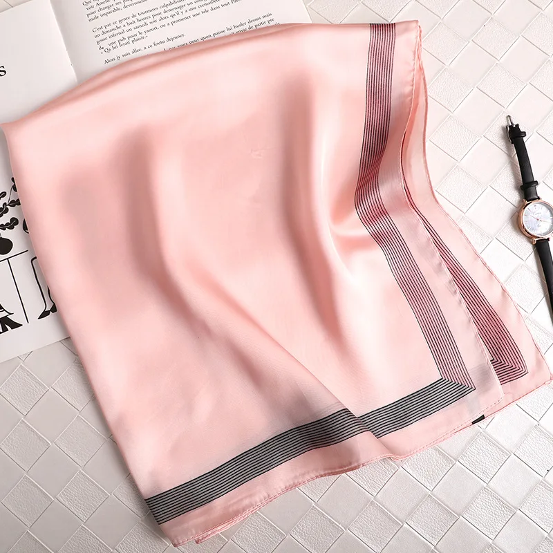pink Новые шелковые шарфы 70*70 см Женский Повседневный Шарф с геометрическим рисунком квадратный Элегантный женский офисный шейный платок Бандана шаль - Цвет: pink