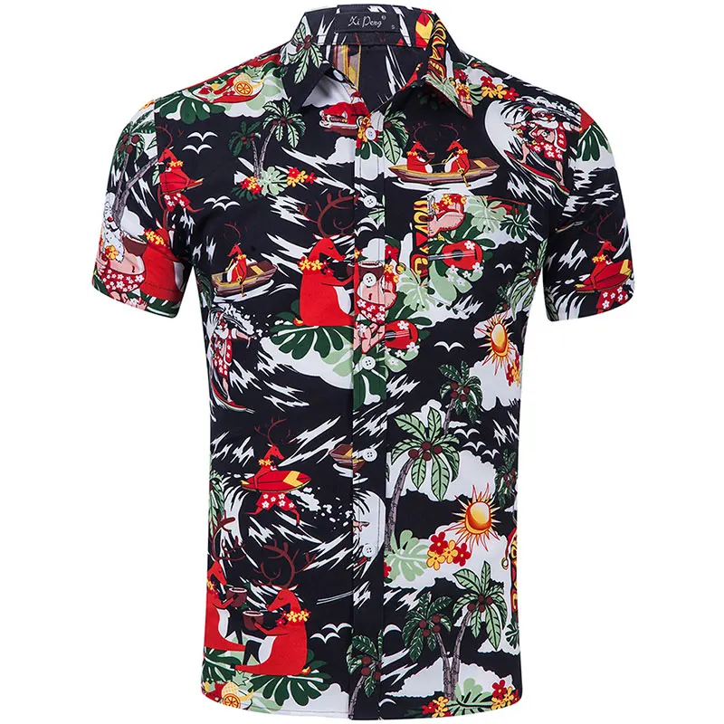 Гавайская рубашка мужская повседневная Camisa Masculina с принтом пляжные рубашки