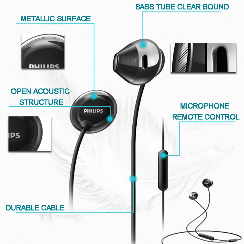 Наушники Philips SHE4205 с микрофоном проводные наушники вкладыши шумоподавлением для