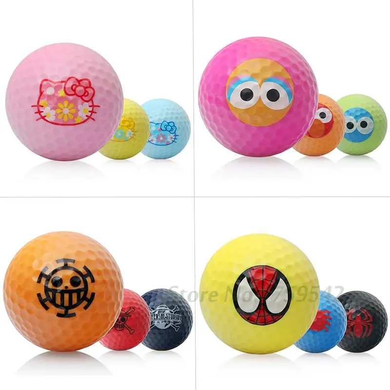 Многоцветный Симпатичный мяч для игры в гольф тренировок из двух