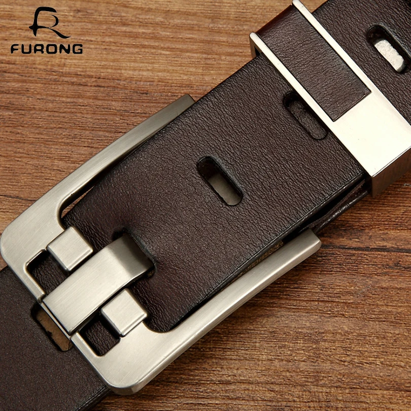 Leisure Men Belt Full-grain Leather Belt 100% Genuine Cow Leather With Pin Buckle Male Full-grain Leather Waist Belt