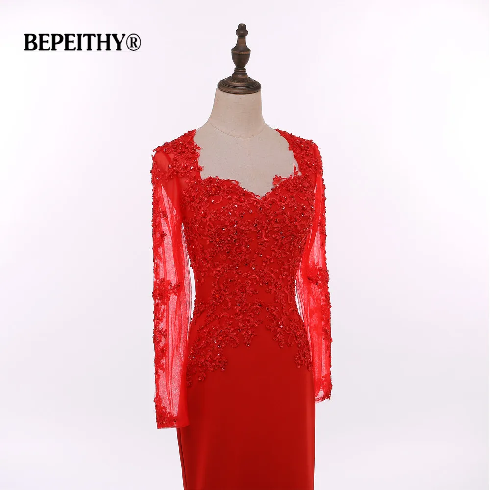 Настоящая фотография, Vestido Longo, длинное красное вечернее платье с длинным рукавом, элегантные вечерние платья, недорогие платья для матери невесты