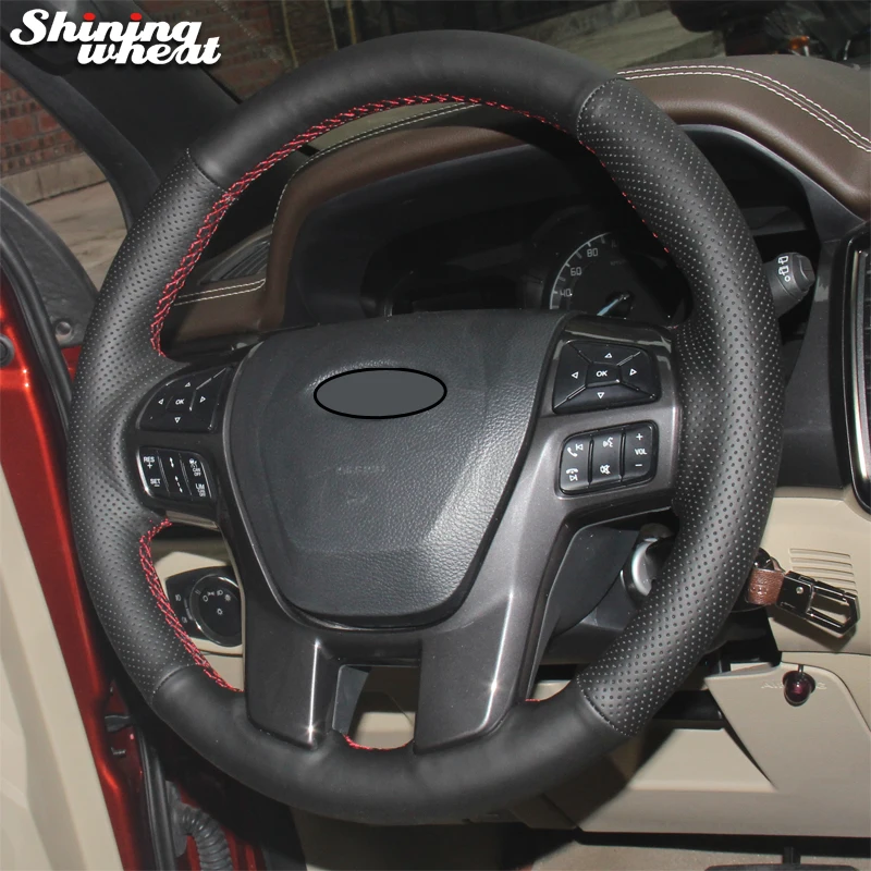 Чехол из натуральной кожи для руля автомобиля Ford Ranger Everest 2016|car steering wheel cover|steering