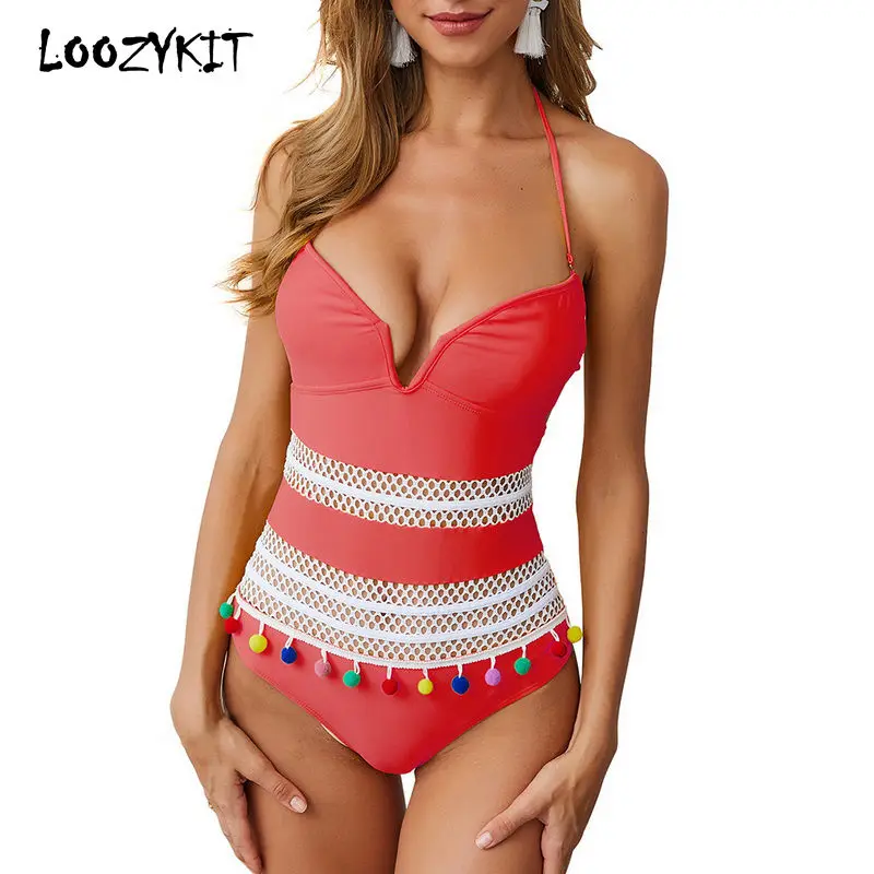 LOOZYKIT 2019 женский сексуальный комплект бикини пуш ап с кисточками купальный костюм