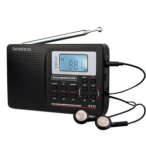 2 шт. RETEKESS V111 портативное fm-радио DSP FM стерео/MW/SW/LW портативное радио полнодиапазонный приемник мира часы 9 кгц/10 кгц радио FM