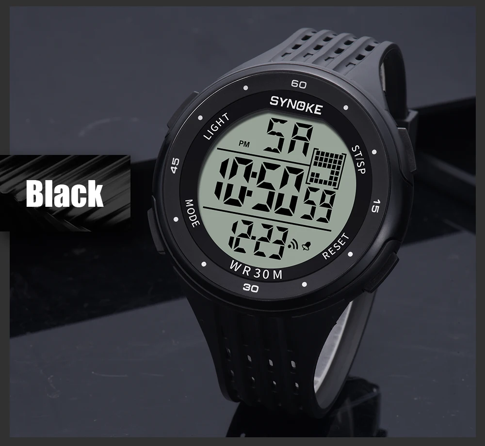 SYNOKE Men Digital Watch Sports Brand Waterproof Luminous Wristwatches Shockproof Large Dial Electronic Male Wrist Clock Men