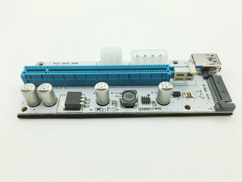 Riser VER008S 3 в 1 Molex 4Pin SATA 6PIN PCI E Экспресс Райзер карта 1x до 16x USB 0 кабель для майнинга