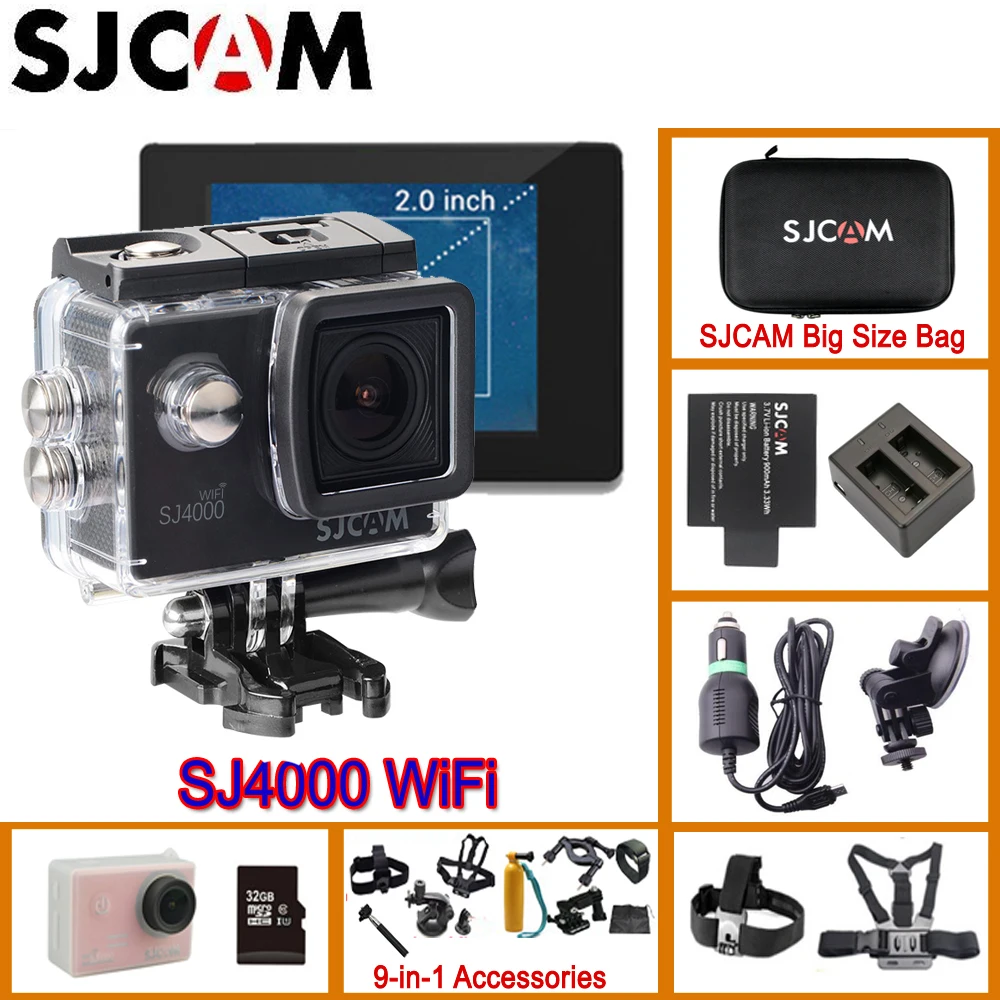 SJCAM SJ4000 WiFi 2 0 &quotTFT LCDAction Спортивная камера для шлема дайвинга 30 м