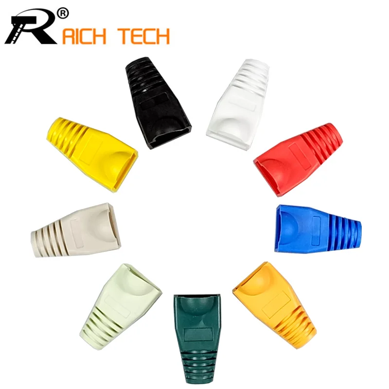 10 шт. RJ45 Кепки разъем CAT5E CAT6 Ethernet сетевой кабель натяжения сапоги Вилки Разъем