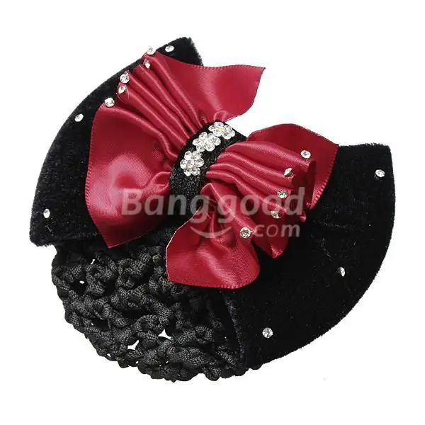 DreamClub Crystal Grosgrain Bow Bowknot Barrette Hair Clip Snood Net | Детская одежда и обувь