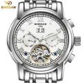 BINSSAW Tourbillon Автоматическая Механические Для мужчин часы оригинальные модные Элитный бренд кожа Бизнес часы Relógio Masculino