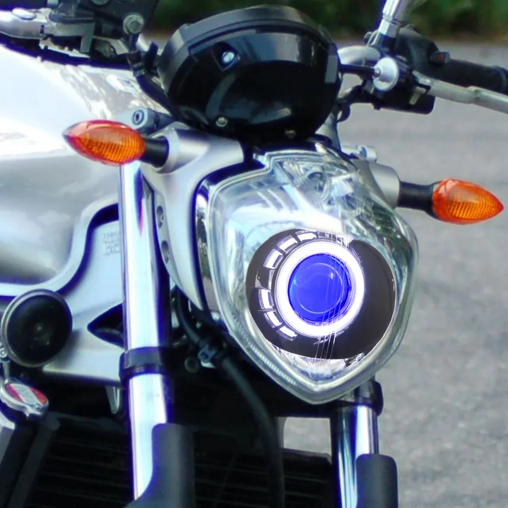 Передние фары KT для мотоцикла Yamaha FZ6N 04 09 Двойной &quotГлаз ангела&quot Глаз демона HID