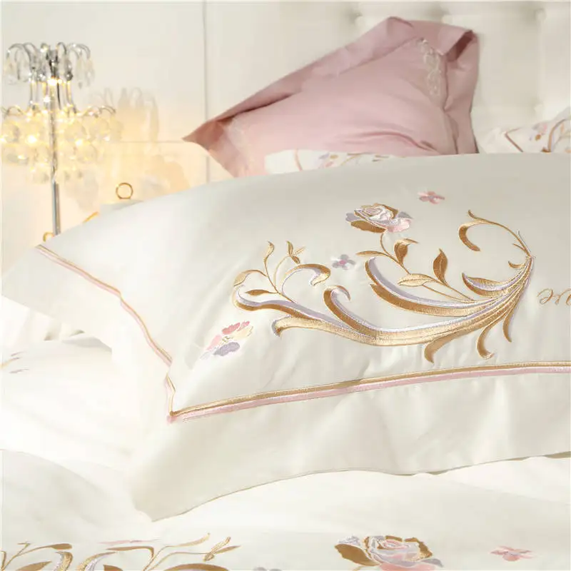 Роскошное белое голубое Европейское постельное белье наборы королевского