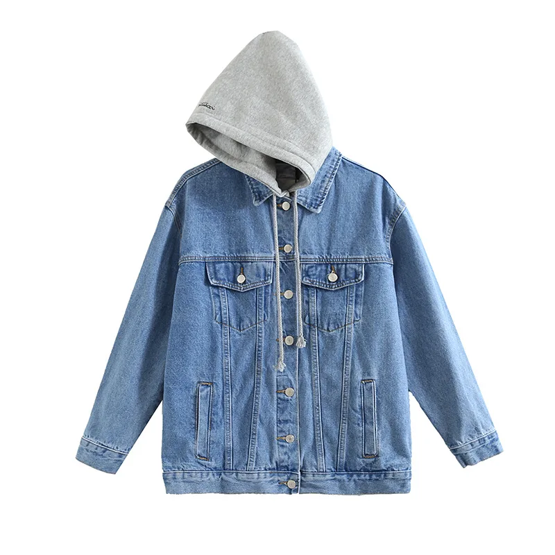 Карман джинсовой куртки Для женщин Однобортный Лоскутная Гуд Outcoat тонкий пальто