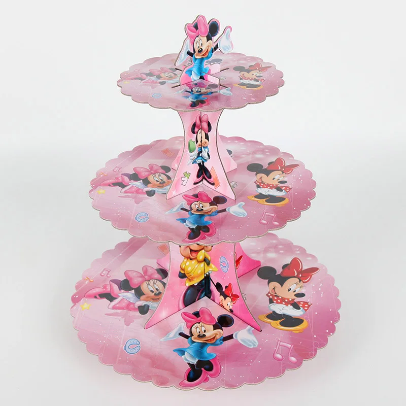 cake stand 1pcs Дисней Минни День Рождения вечерние украшения наборы Минни Маус Бумажная гирлянда тарелки чашки, ребенок, Душ - Цвет: cake stand 1pcs
