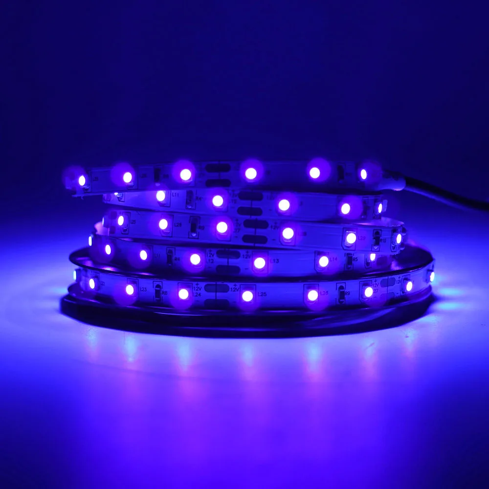 DC12V 5050 SMD Фиолетовый УФ 395-405nm гибкая светодиодная лента черный светильник водонепроницаемая лента лампа для свадьбы, праздника, вечеринки