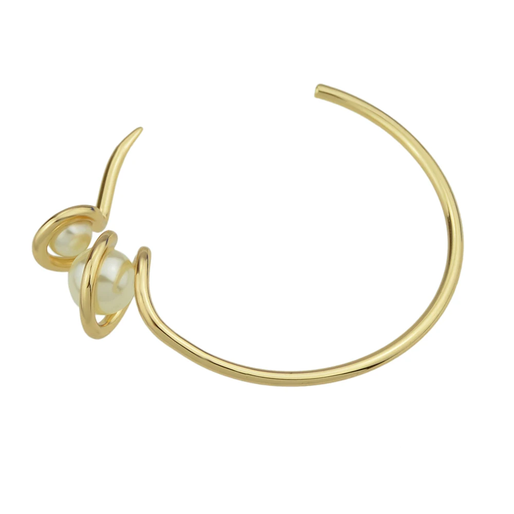 Kayshine Rock Punk Minimalist Gold Color Chain With Simulated pearl Geometric Shape Open Cuff Bangle For Women Accessories|bangles for women|women