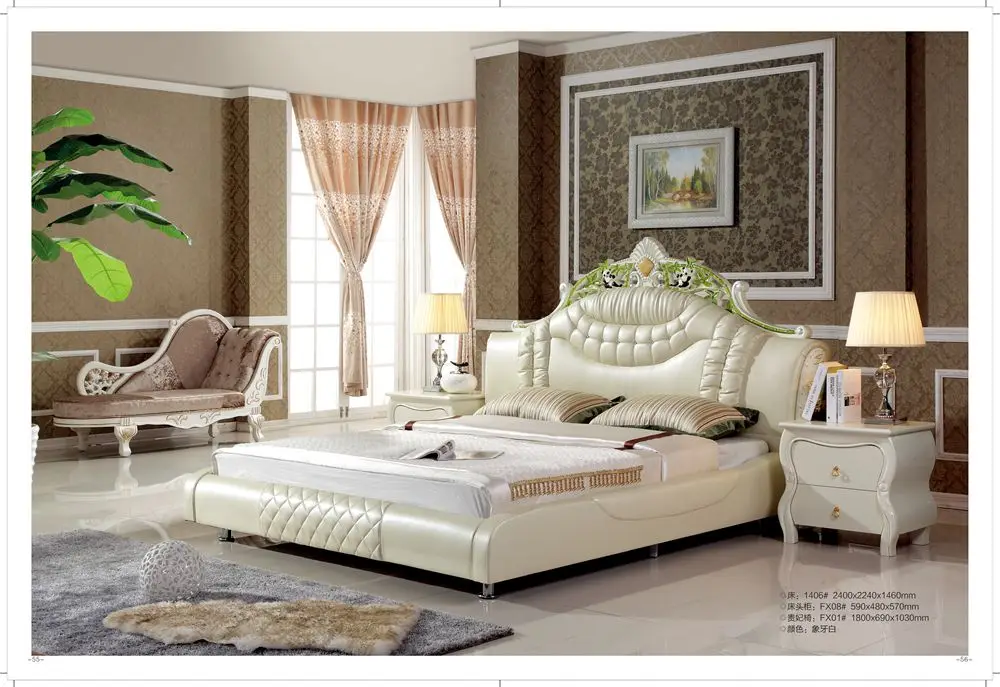 Высокое качество двуспальная кровать с рядом таблицей от мебели foshan|bed king|bed