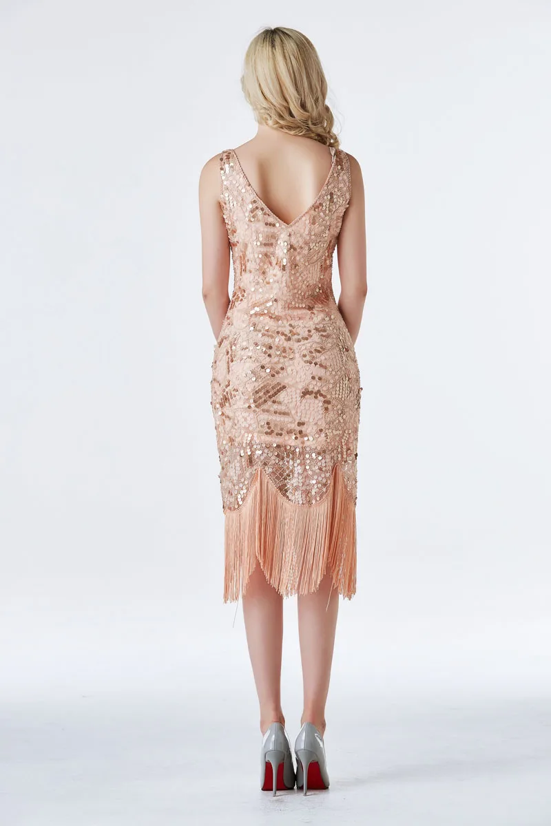 Женское винтажное платье eDressU черное с блестками и оборками вечернее кисточками