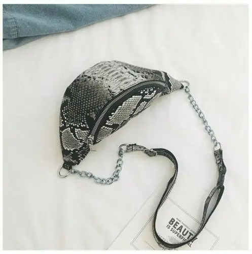 Модная женская нагрудная сумка через плечо из искусственной кожи со змеиной