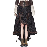 new new arrival gothic skirt women england strip asymmetrical skirt lace up empire mid calf skirts bandage devil fashion skirt
