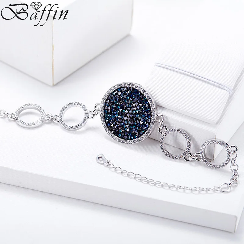 Модные браслеты для женщин с родиевым покрытием и кристаллами Сваровски Круглый