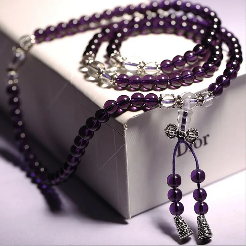 Женский модный браслет из 108 бусин натурального хрусталя бразильские