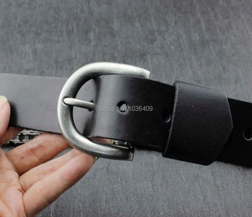 Тяжелая Цепь для мотоцикла ремень из натуральной кожи мужчин Байкерский панк