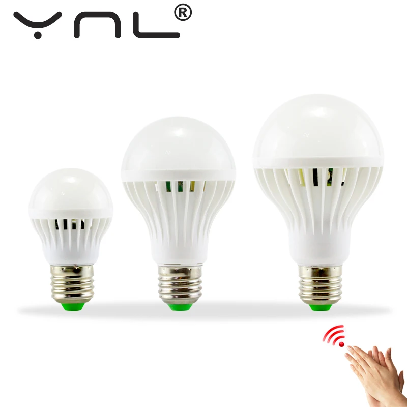 YNL лампада светодиодный светильник 220V 3W 5W 7W 9W 12W звуковой датчик E27 с bombillas SMD 5730