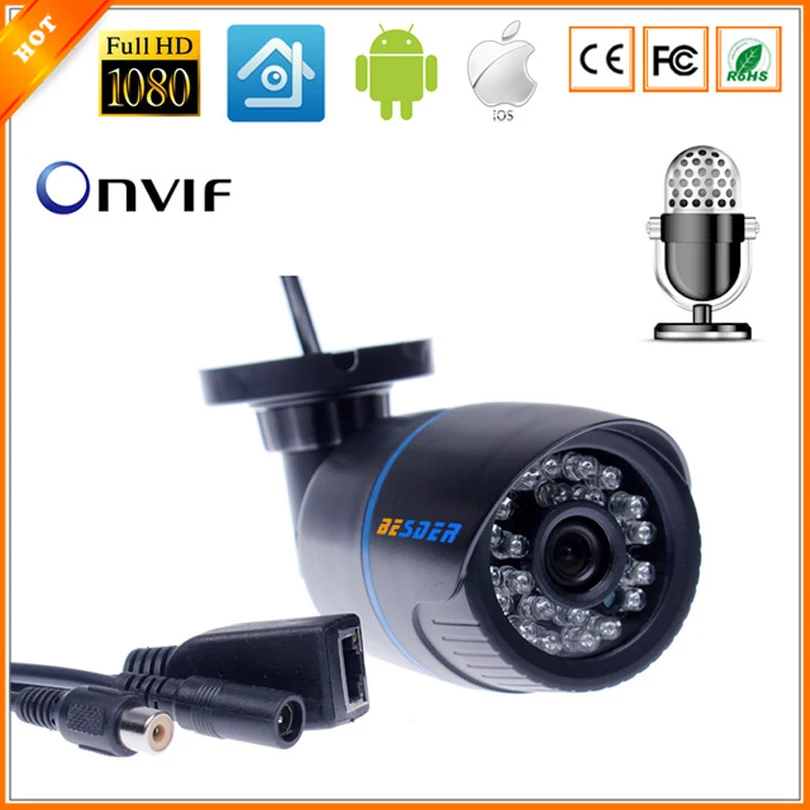 Full HD 1080p HI3516C + 1/2. 8 ''Sony imx291 IP Камера аудио 2MP с внешнего микрофона пикап Открытый