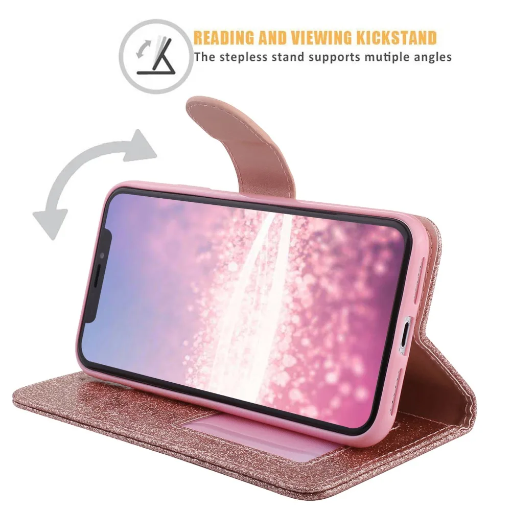 L-FADNUT Шикарный кошелек с блестками чехол для iPhone Xr X Xs Max Женские флип мягкие кожаные чехлы для Apple iPhone 7 Plus 8 6 S 6 5 5S SE чехол