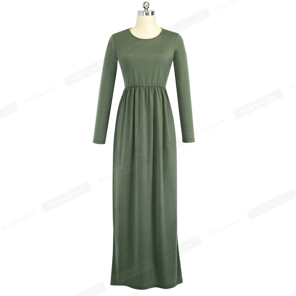 Nice forever повседневные элегантный чистый цвет с карманом vestidos Для женщин полной