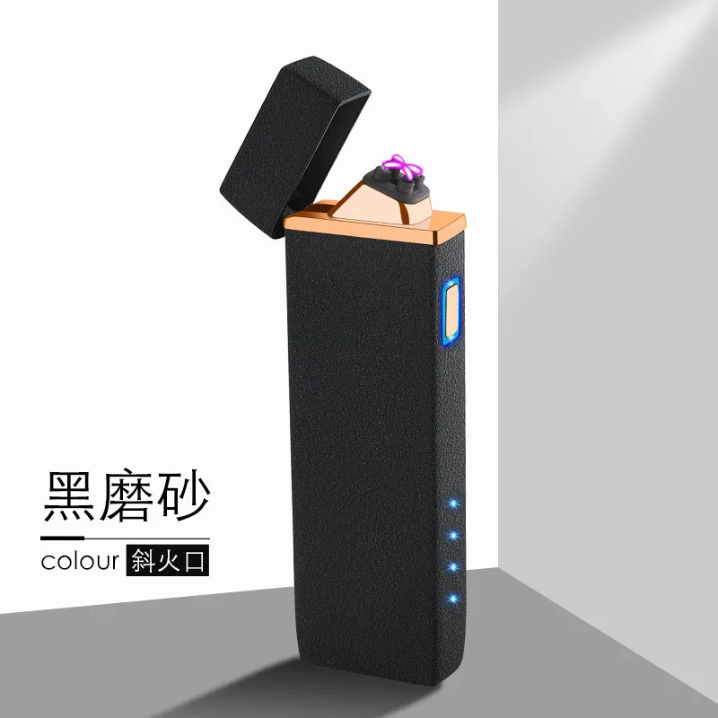Новинка, Электронная зажигалка с двойной дугой, USB, металлическая перезаряжаемая, ветрозащитная, беспламенная, электрическая зажигалка, плазменная Зажигалка для сигар - Цвет: 1