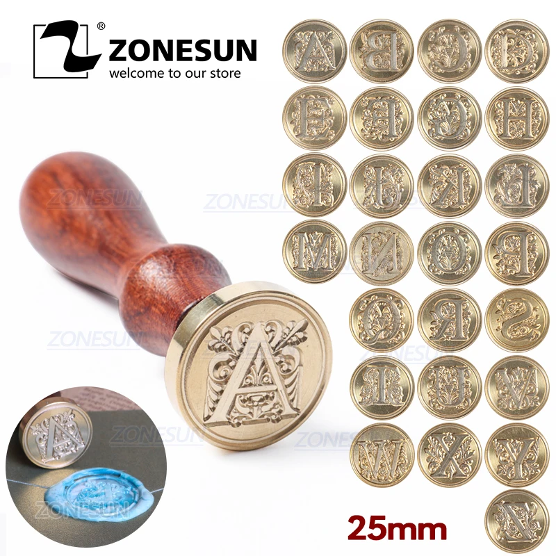ZONESUN Письмо Конверт уплотнение воск медь печать штамп искусство декоративная восковая печать штамп деревянная ручка свадебный пост подарки