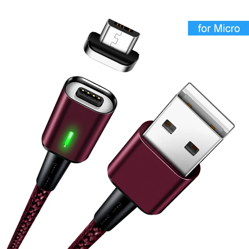 3а Магнитный кабель Micro USB кабель для iPhone samsung Xiaomi QC 3,0 Быстрая Зарядка Тип C 8-контактный кабель MicroUSB магнит зарядное устройство для телефона - Цвет: Red For Micro