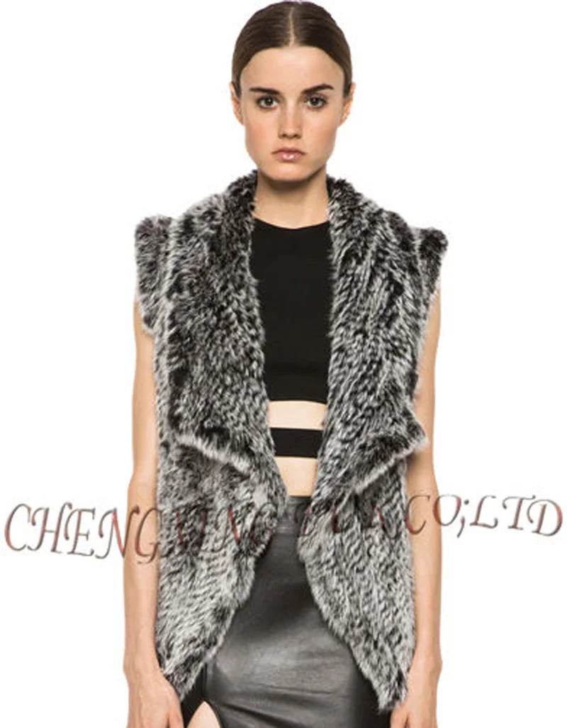 Женский вязаный жилет из натурального кроличьего меха без рукавов|gilet for women|vest